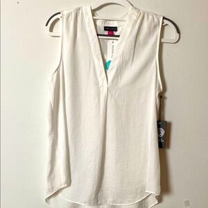 Vince Camuto White Sleeveless V-Neck Blouse